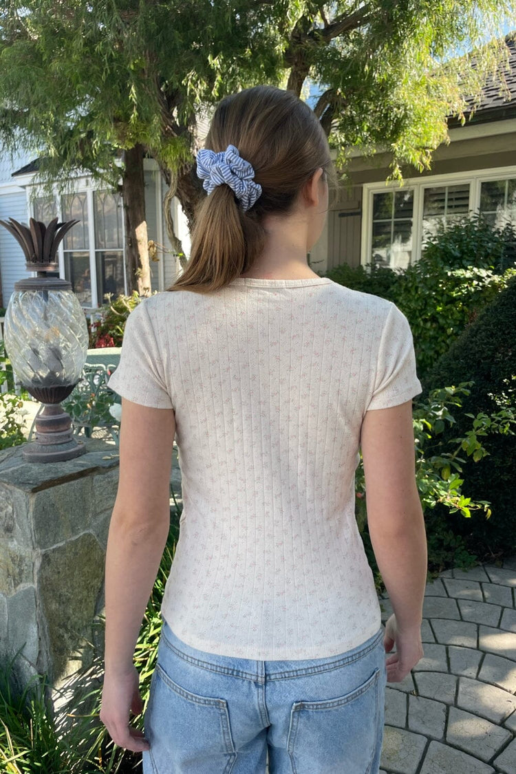 Halie Eyelet Top | Ivory with Rose Pink Floral / XS/S