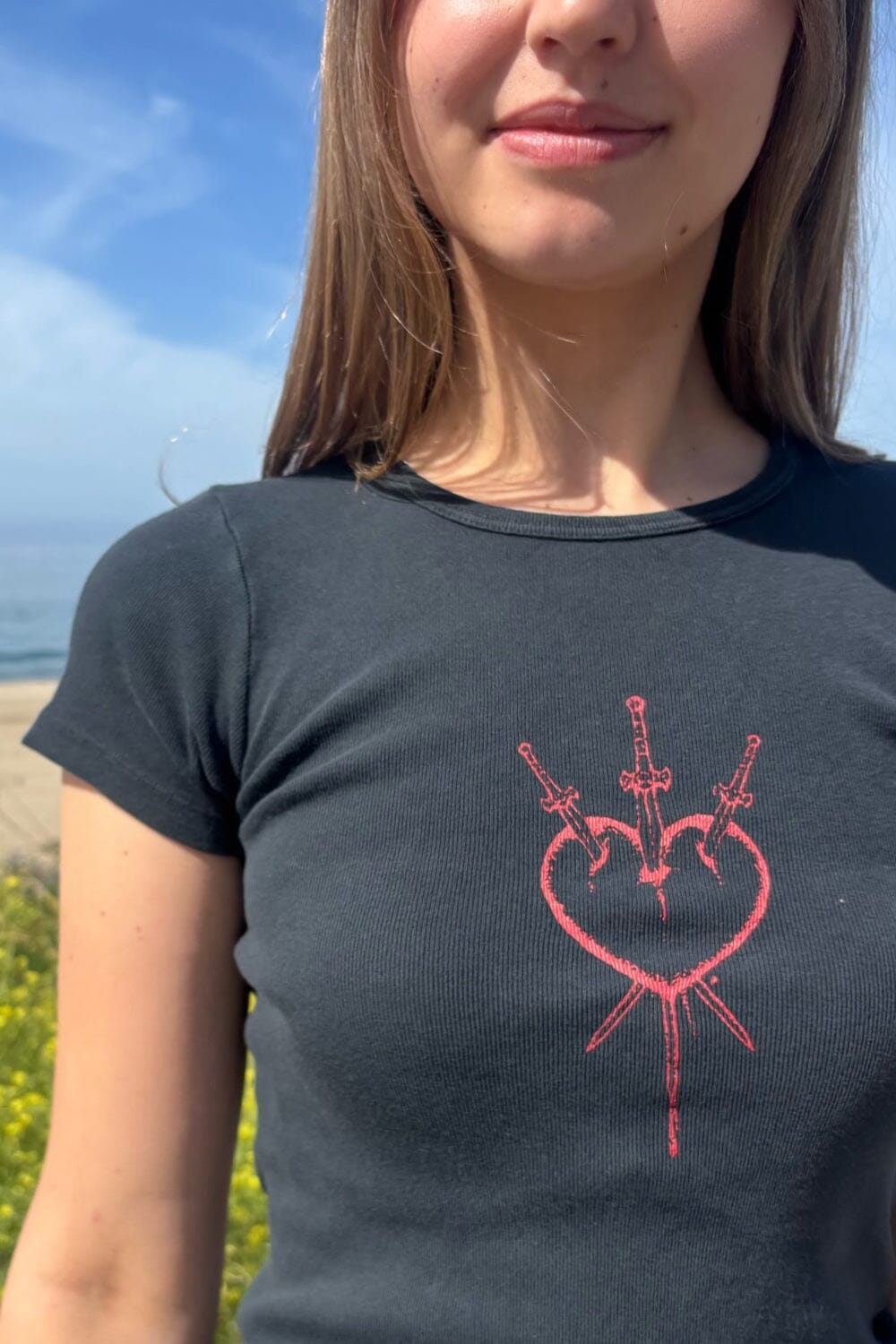 Halie Heart Top | Faded Black / XS/S