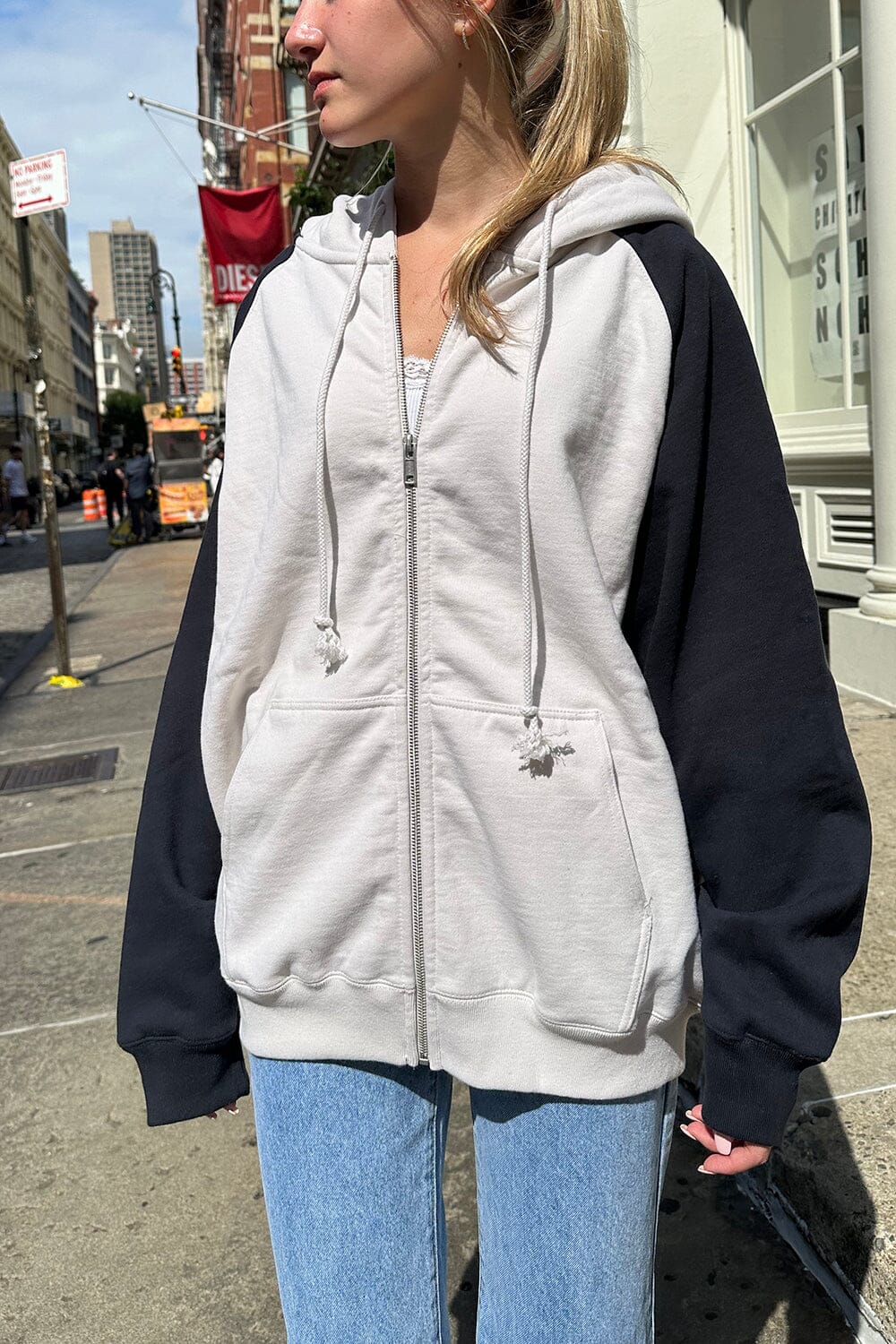 New York Hoodie Brandy Colorblock Hoodie Brandy Melville Two Tone