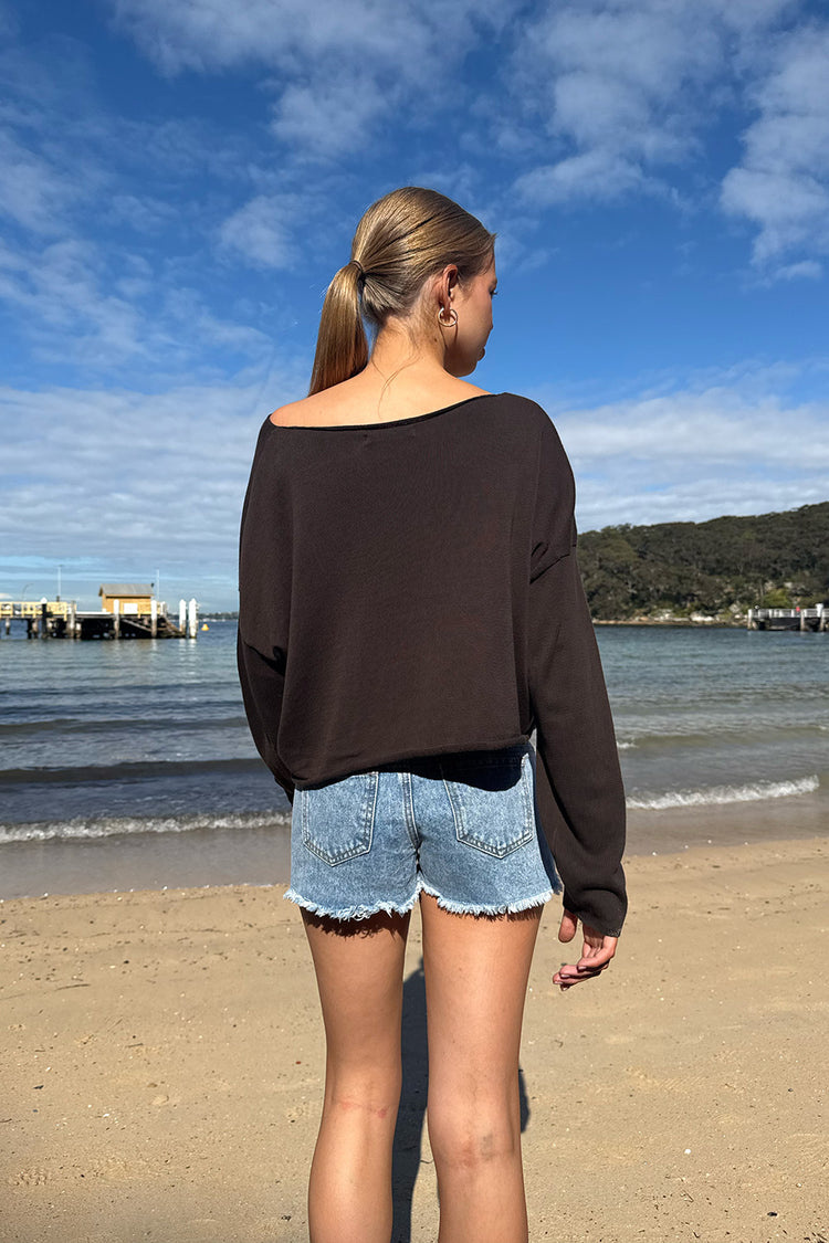 Cameron Cropped Sweater | Heather Brown / Cropped Fit