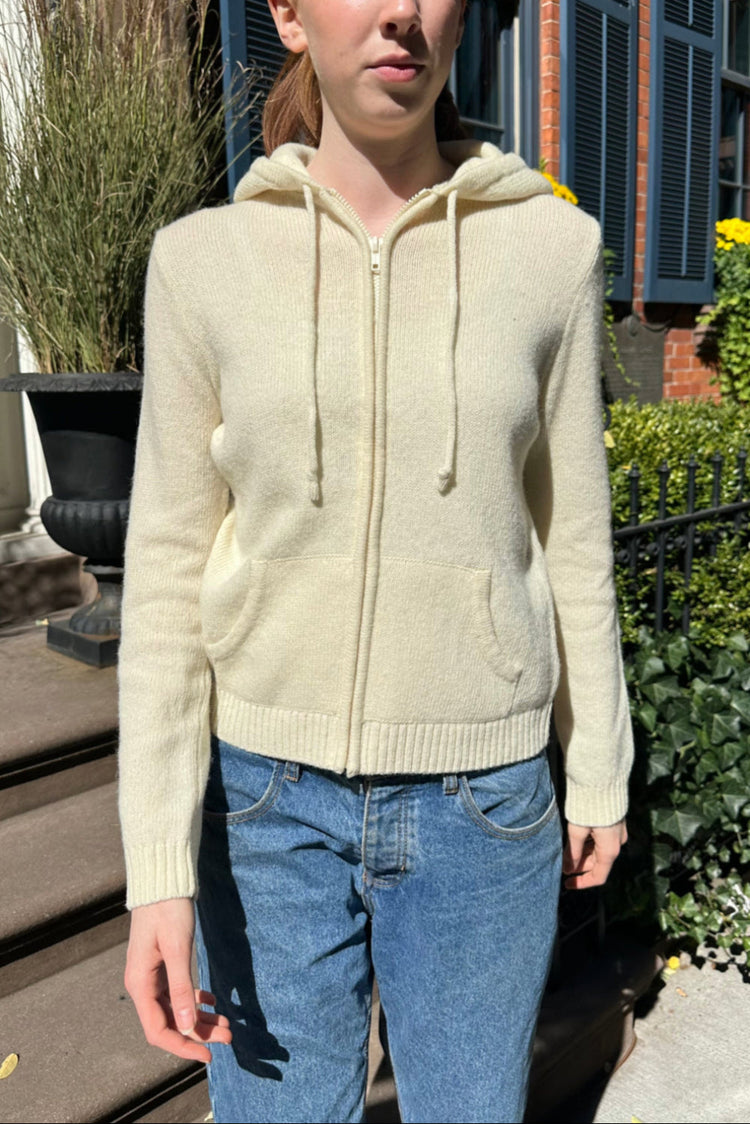 Alana Wool Zip-up Sweater | Cream / Regular Fit