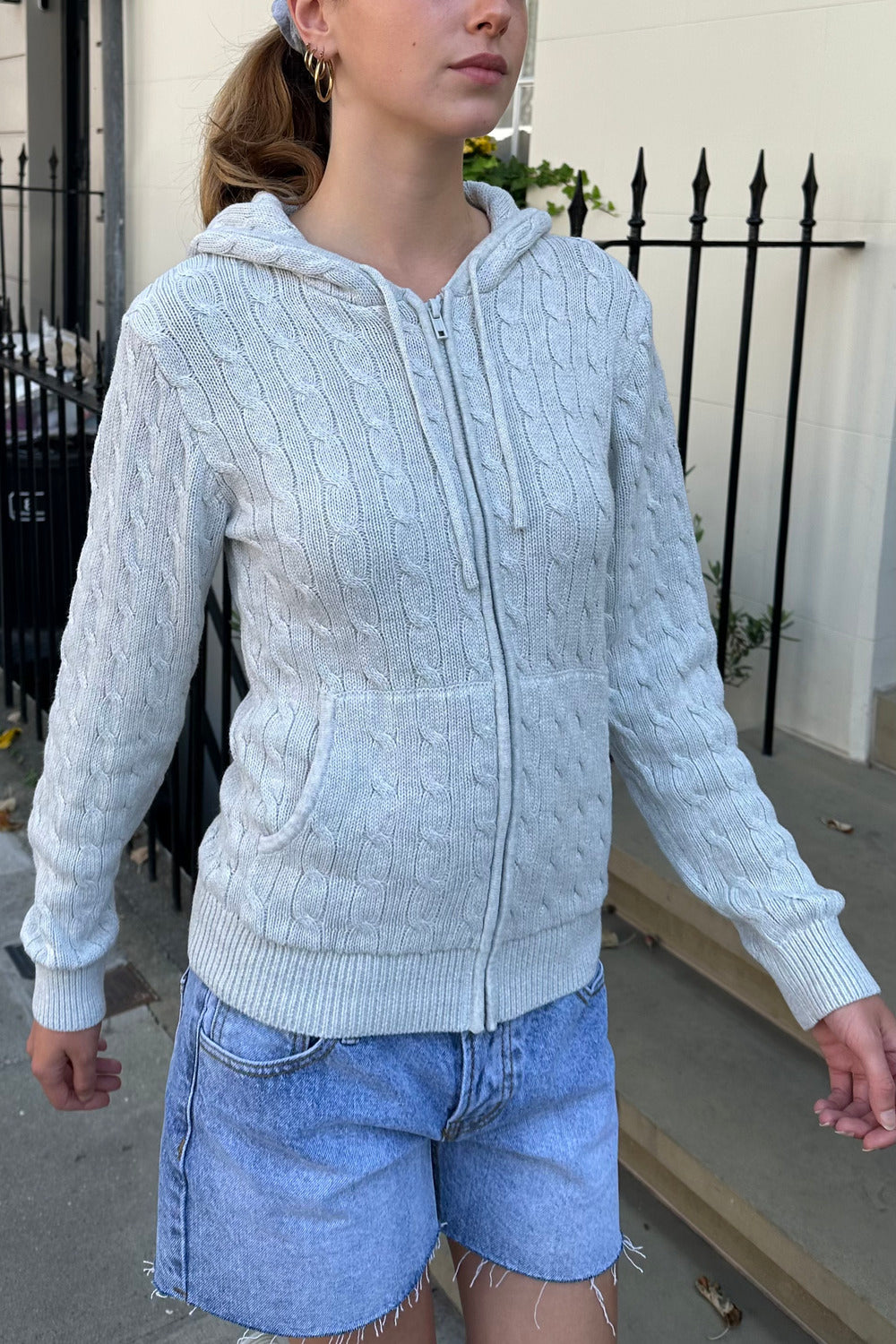 Ayla Cable Knit Zip Up Sweater