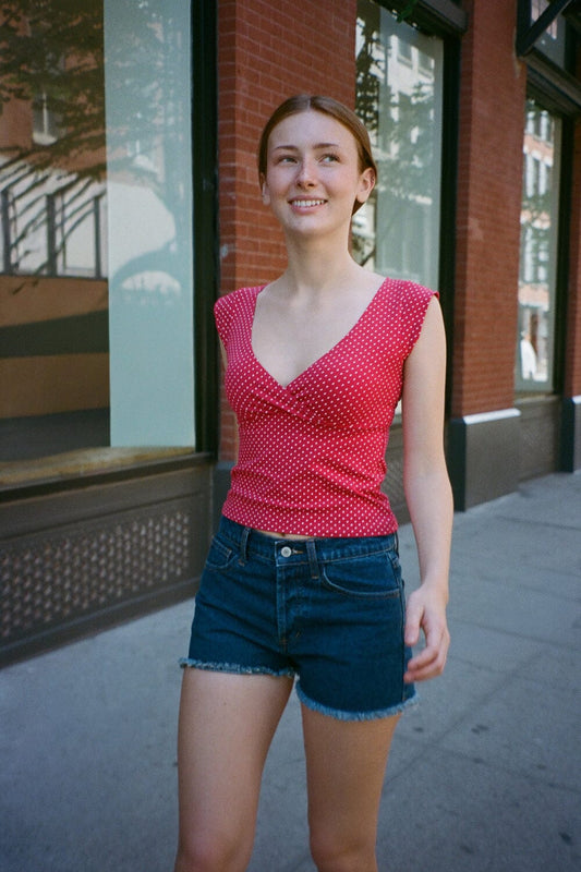 Red With White Polka Dots / XS/S