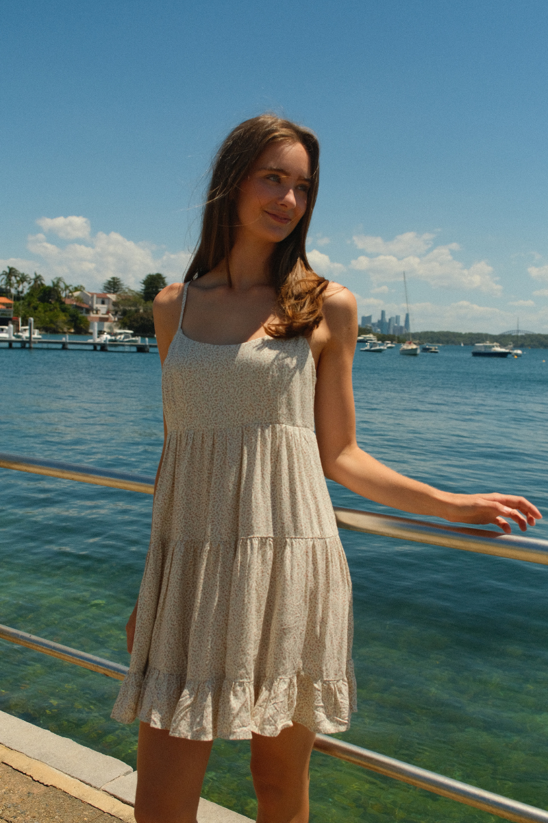 White With Pink Florals / S