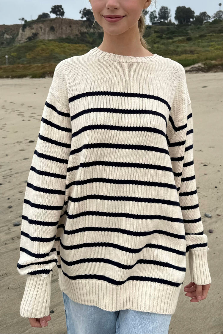 Brianna Striped Green Striped Sweater Brandy Brianna Cotton Thin