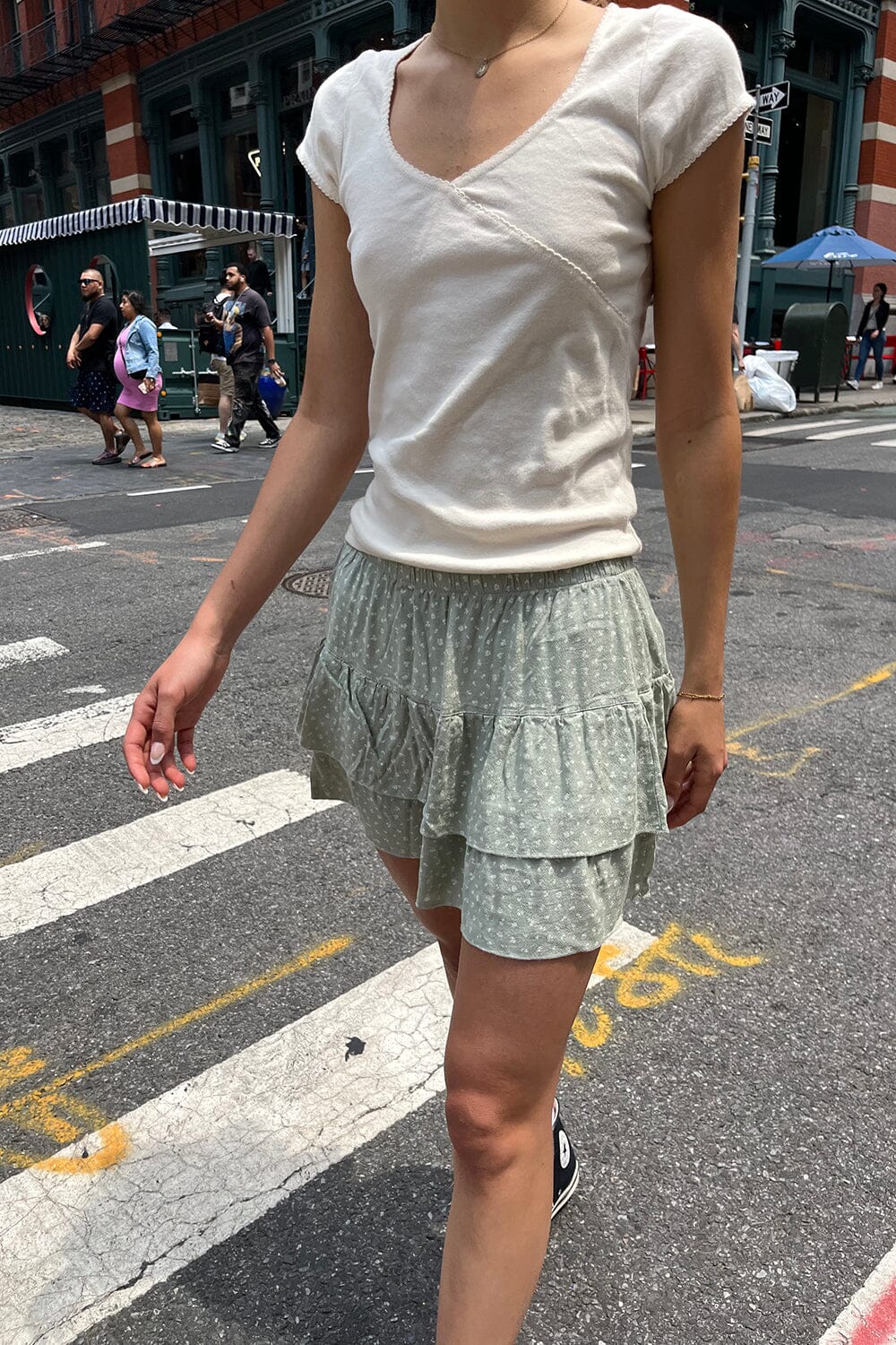 Izzy Floral Mini Skirt | Sage Green With White Floral / XS/S