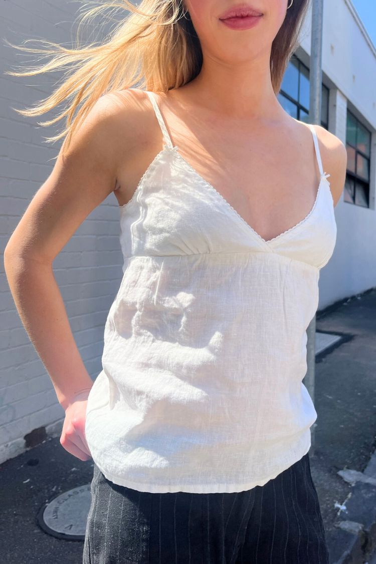 Edith Linen Tank | Natural White / XS/S