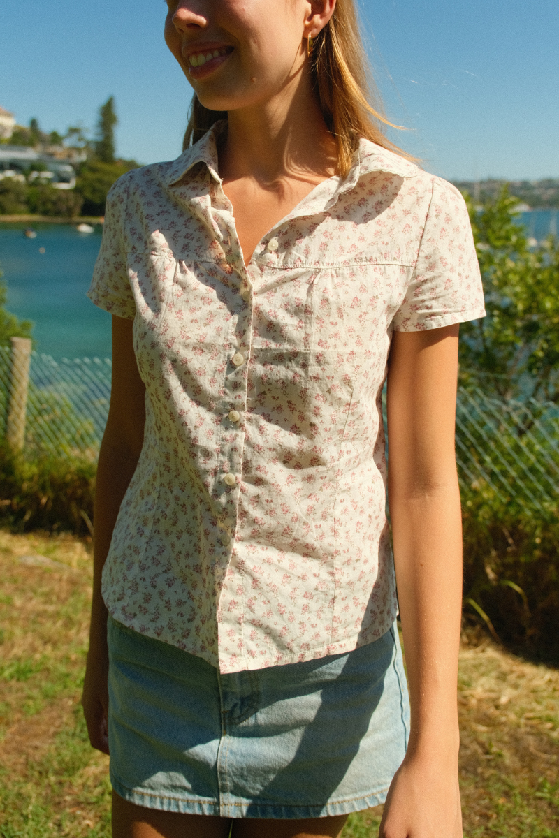 Pink And Ivory Rose Floral / XS/S