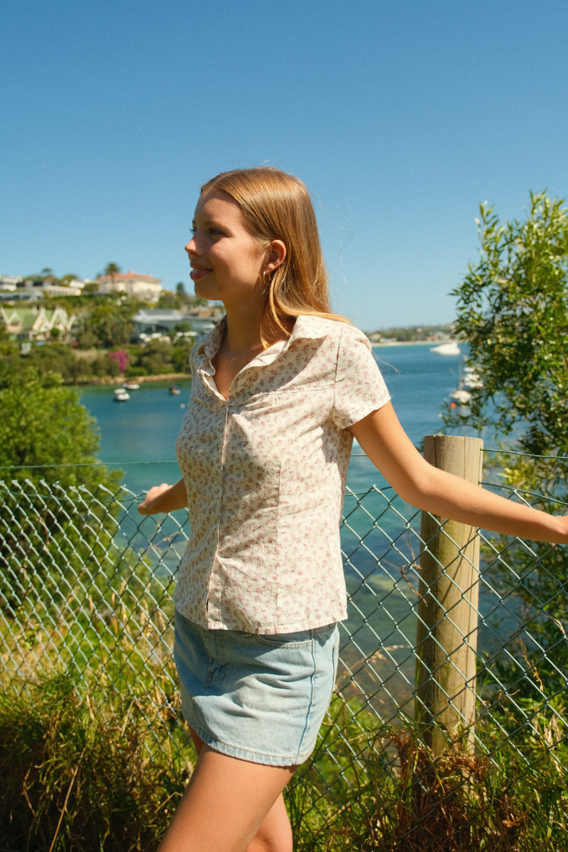 Pink And Ivory Rose Floral / XS/S