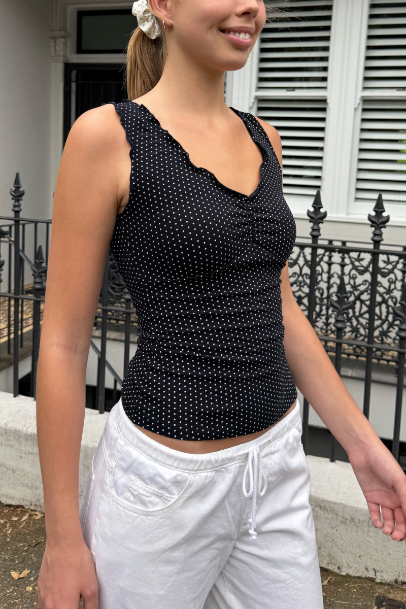 navy white polka dots
