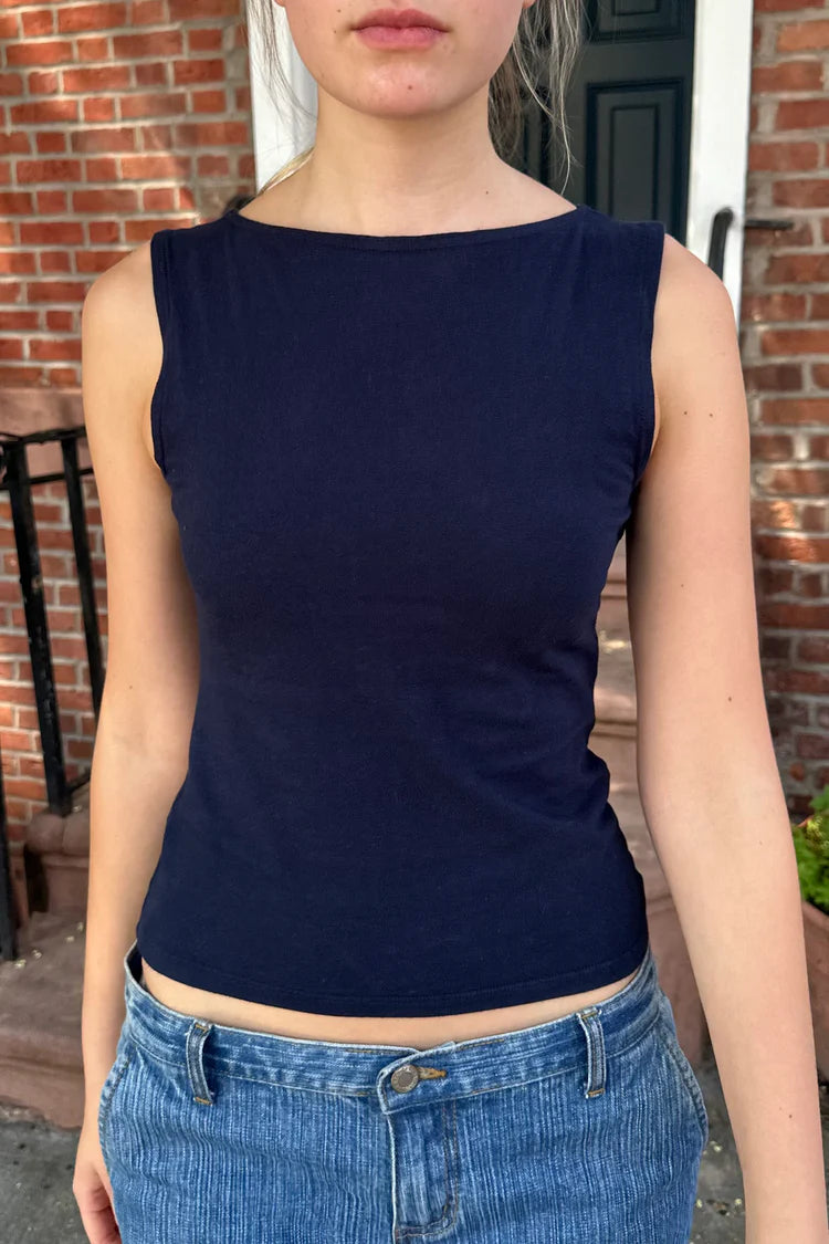 Kathleen Basic Tank | Navy Blue / S