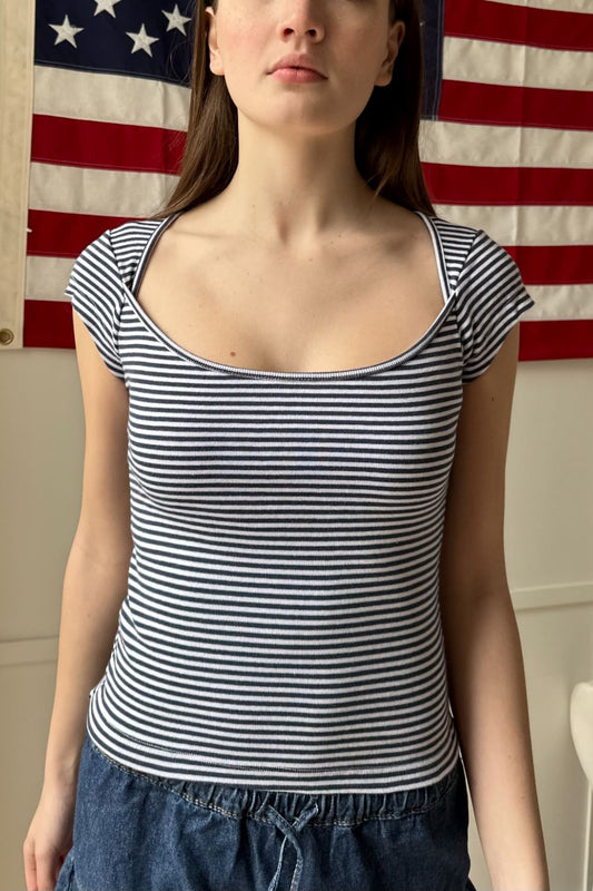 Navy Blue White Stripes / XS/S