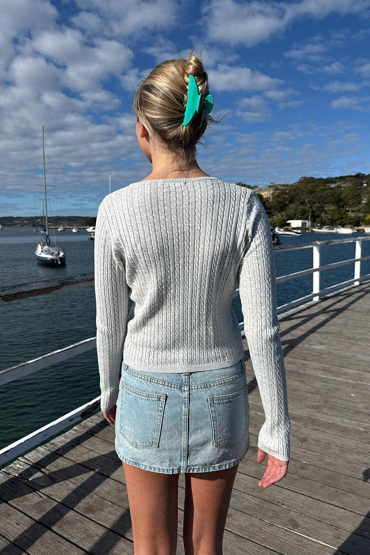 Zoe Cable Knit Cardigan | Silver Grey / XS/S