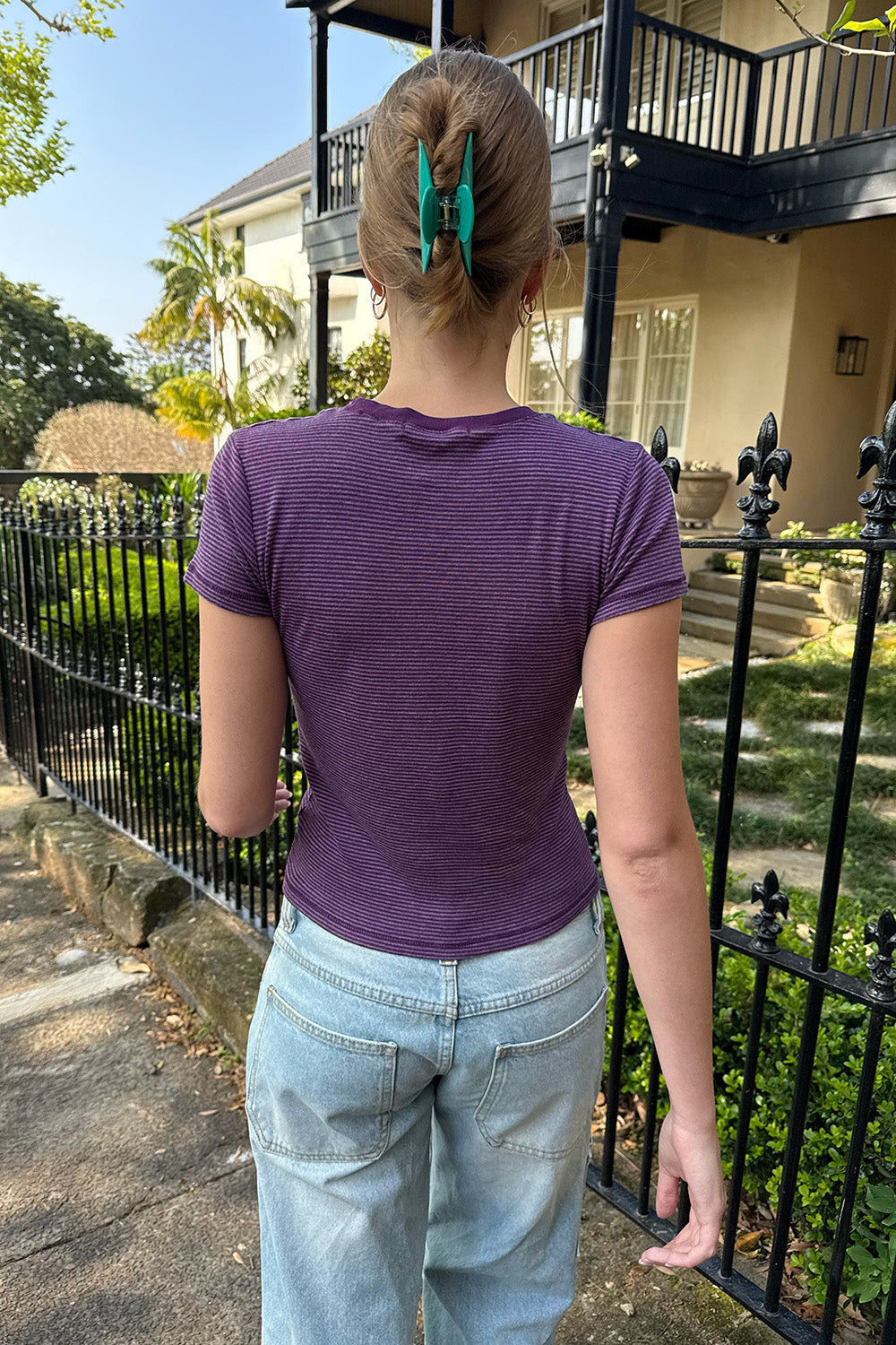 Loreen Top | Purple Stripes / XS/S
