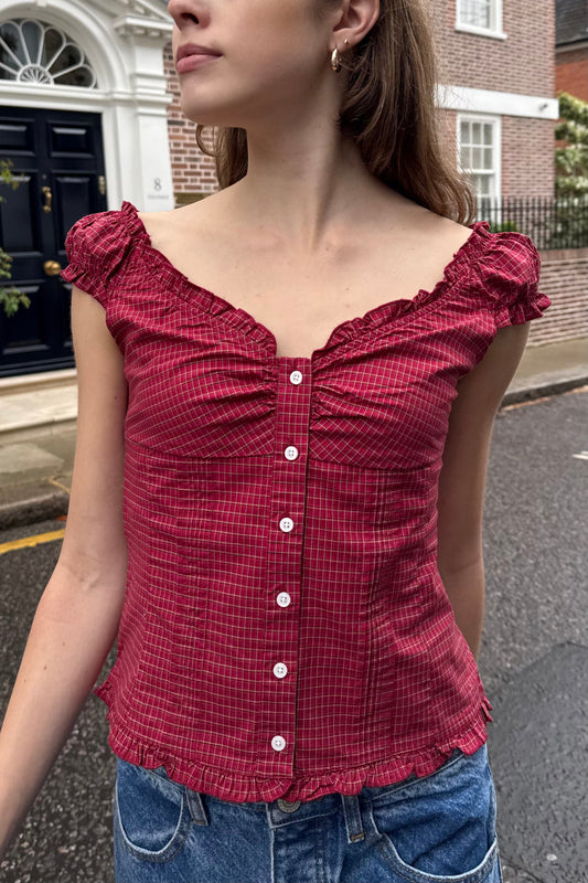 Red With White And Black Plaid / XS/S