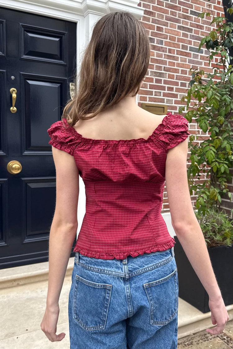 Elena Plaid Top | Red With White And Black Plaid / XS/S