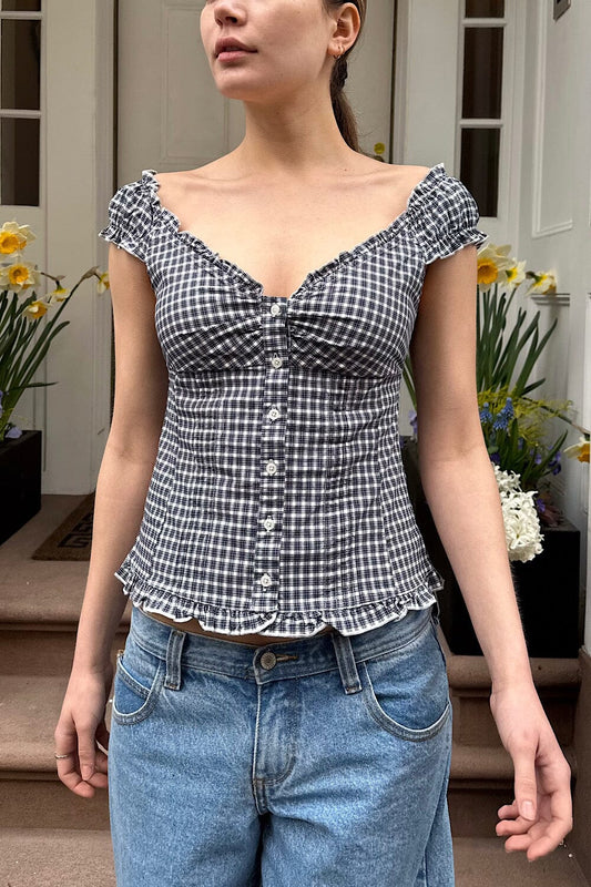 Navy and White Plaid / XS/S