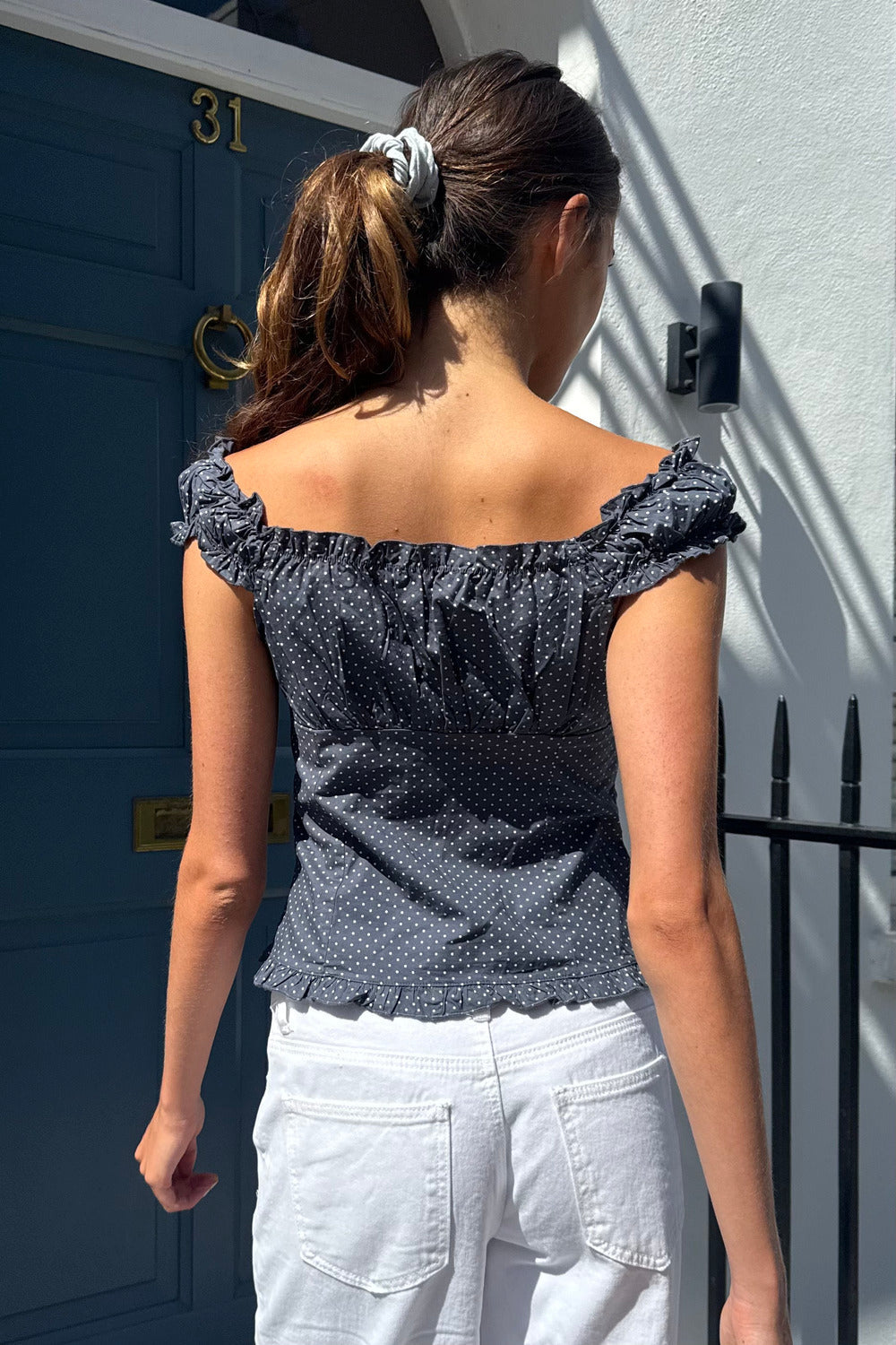 Faded Navy With White Polka Dots / XS/S