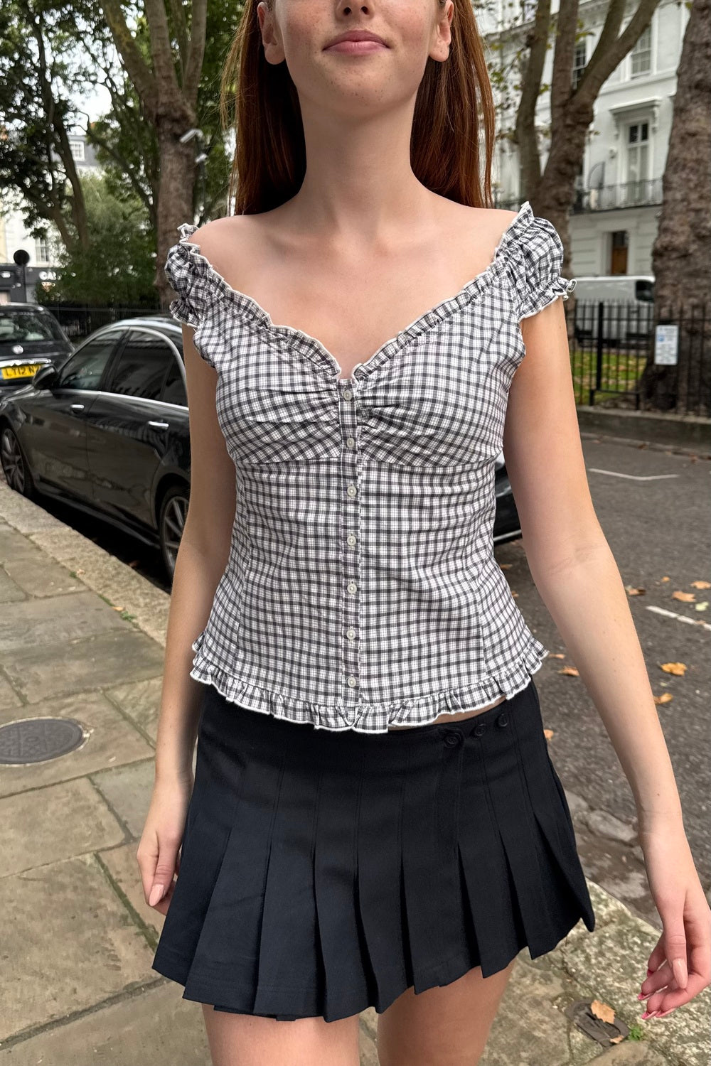 Navy White Plaid / XS/S