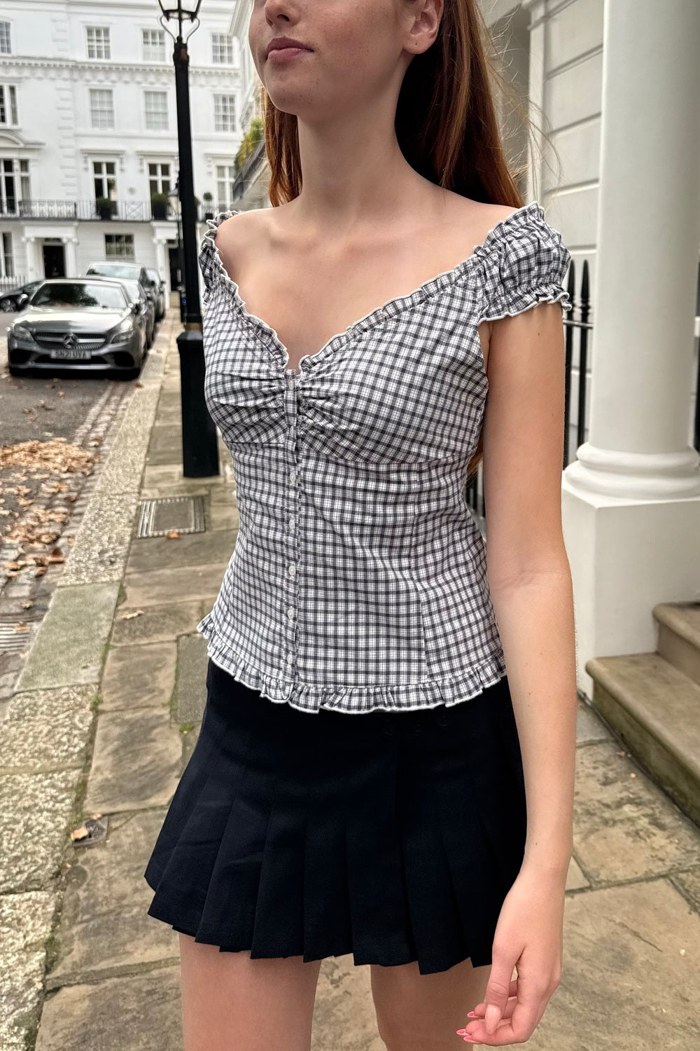 Navy White Plaid / XS/S