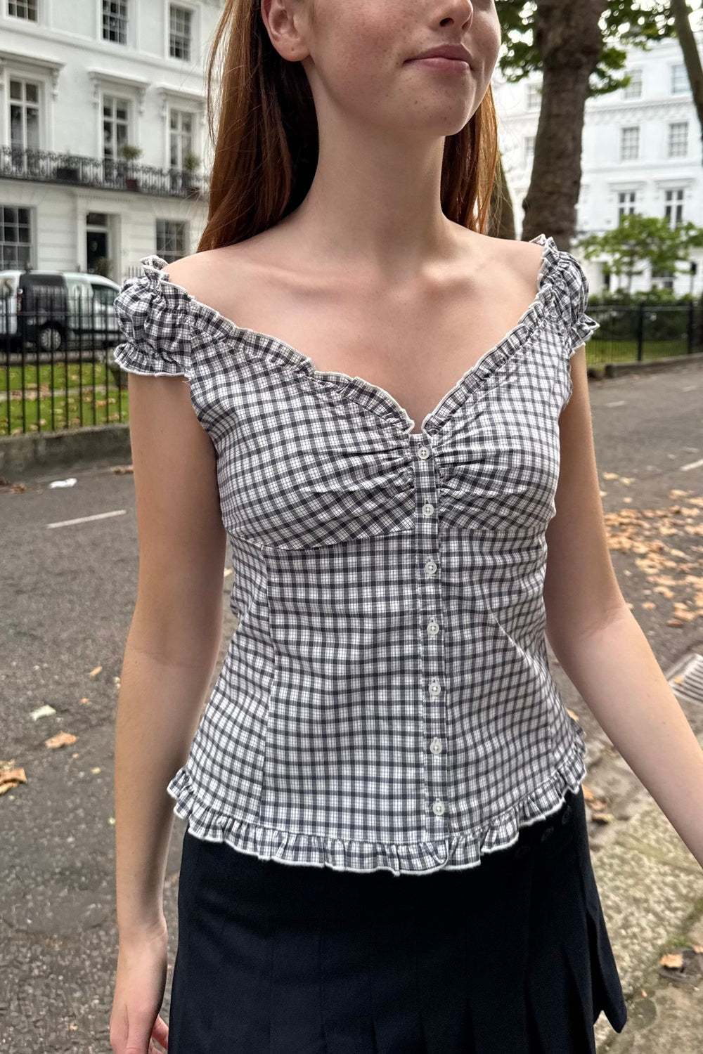 Navy White Plaid / XS/S