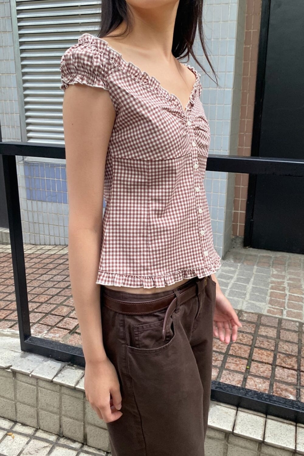 Brown And Ivory Checkered / XS/S