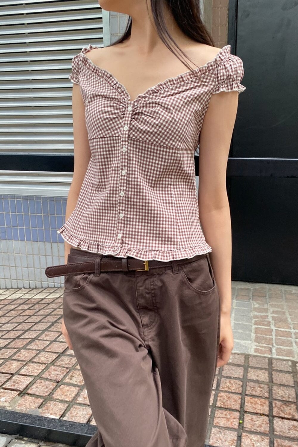 Brown And Ivory Checkered / XS/S