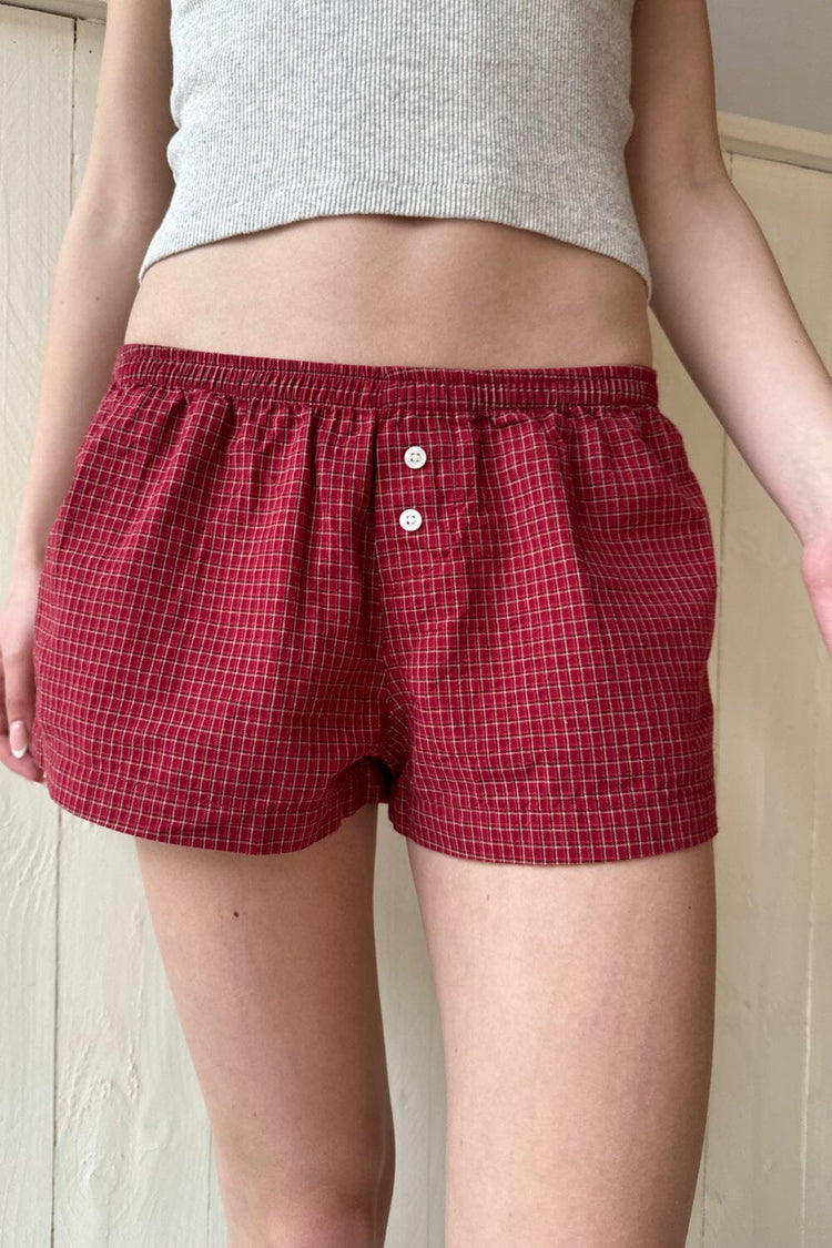 Kiera Red Plaid Sweatshorts | Red Plaid / XS/S