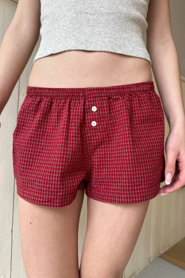 Kiera Red Plaid Sweatshorts | Red Plaid / XS/S