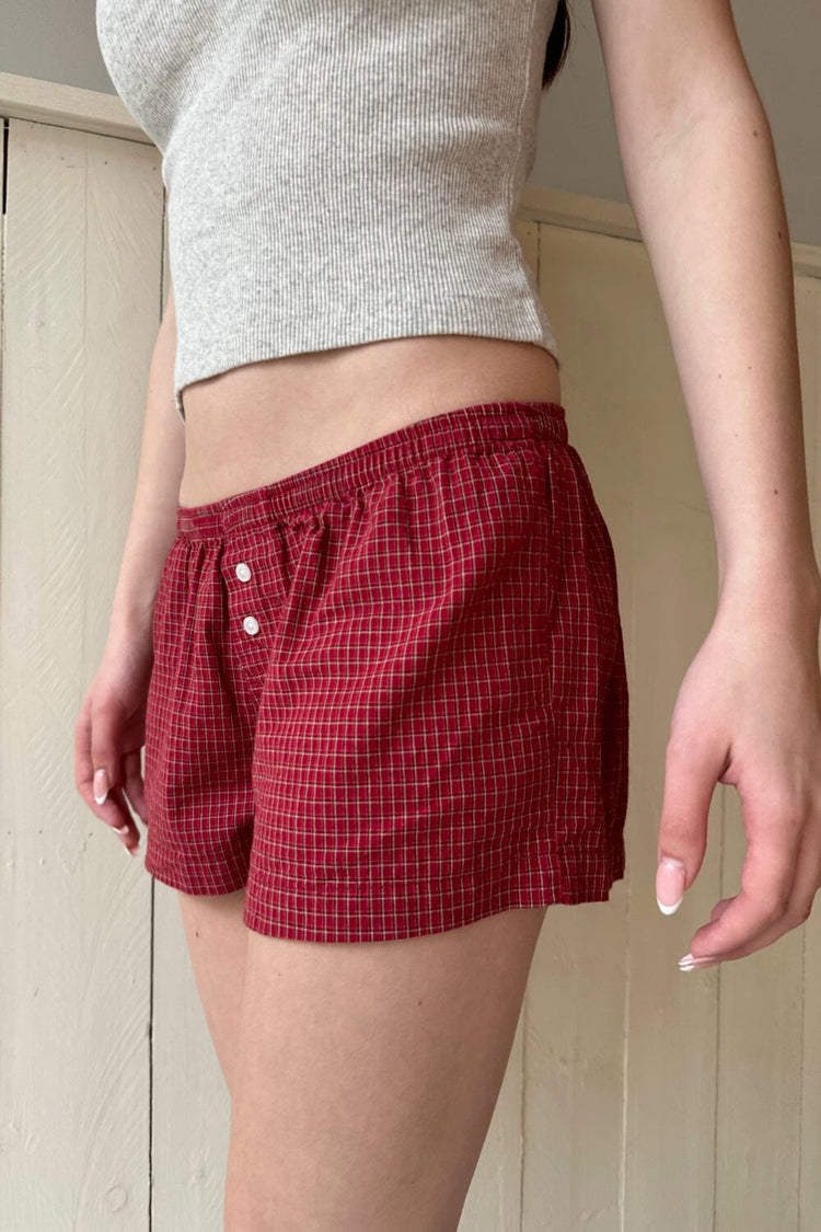 Kiera Red Plaid Sweatshorts | Red Plaid / XS/S