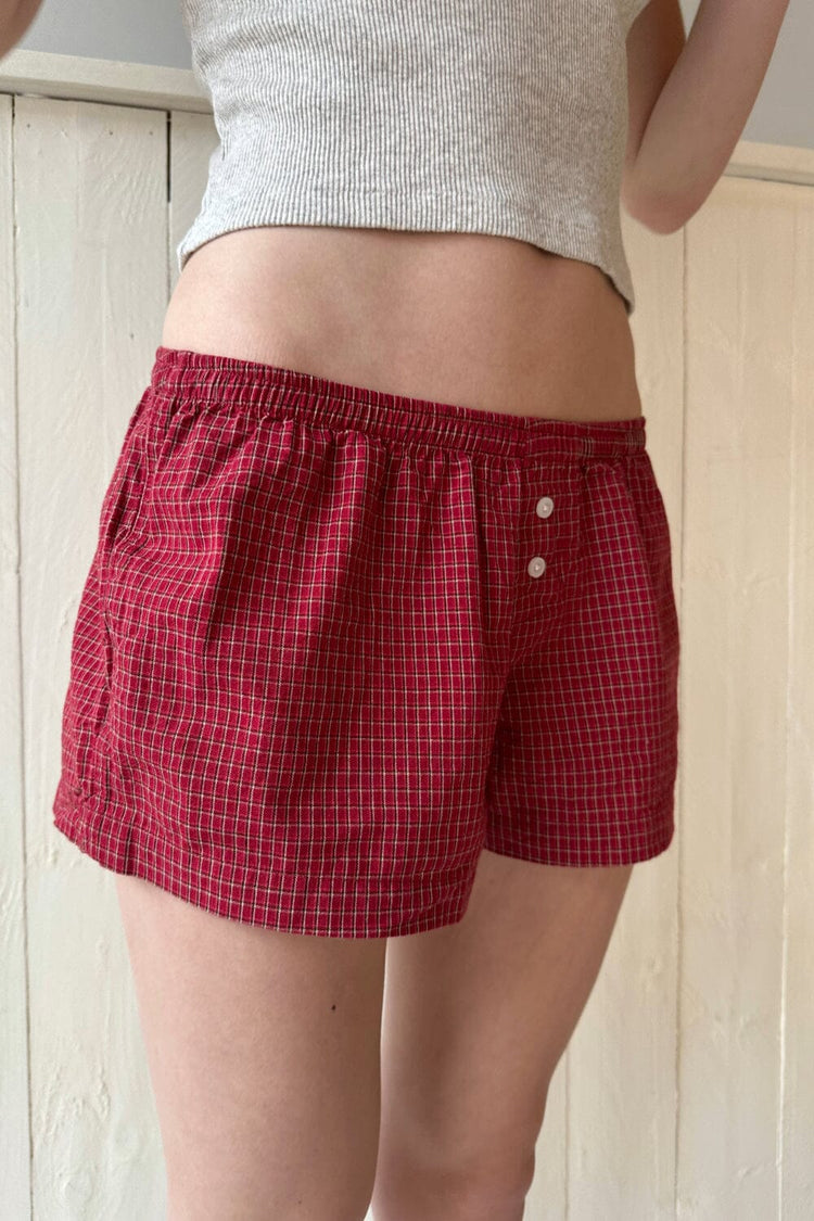 Kiera Red Plaid Sweatshorts | Red Plaid / XS/S