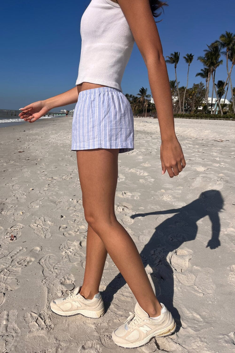 Keira Pajama Shorts | Light Blue And Double White Stripes / XS/S