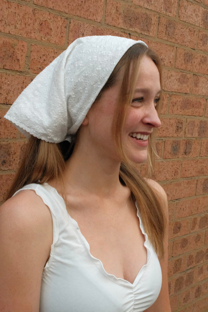 White Embroidered Bandana | White 
