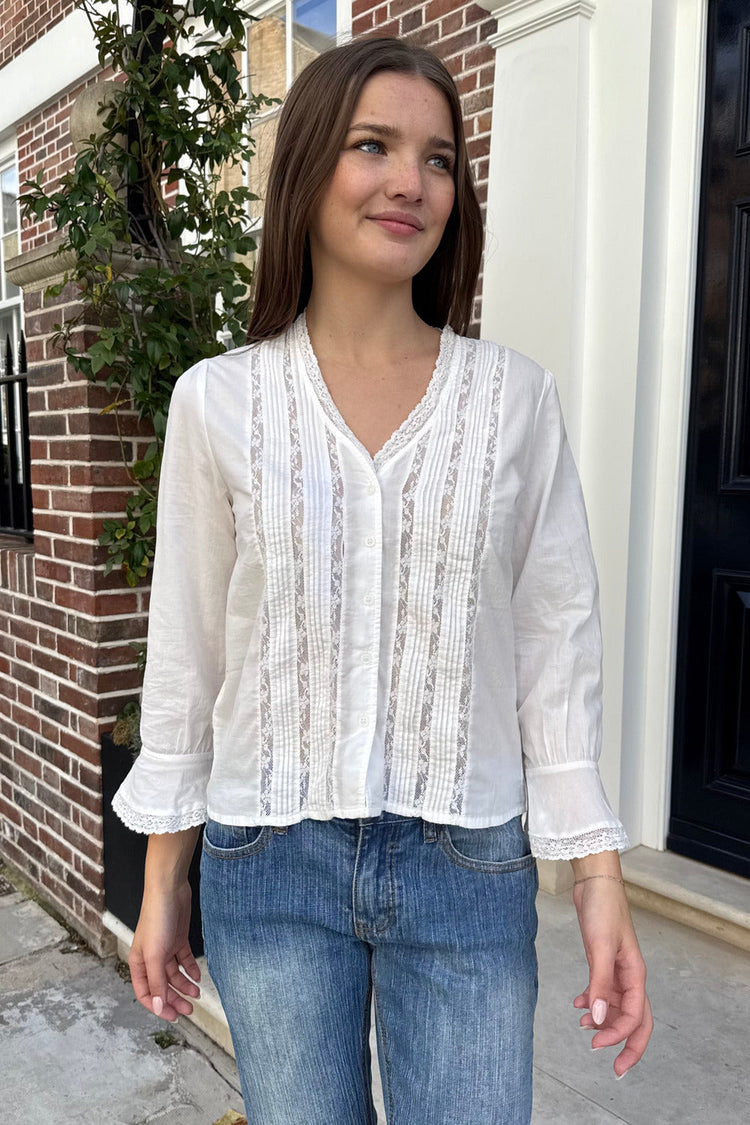 Carrie Broderie Top | White / XS/S