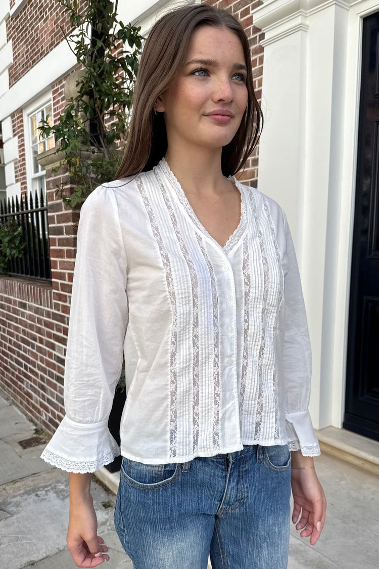 Carrie Broderie Top | White / XS/S