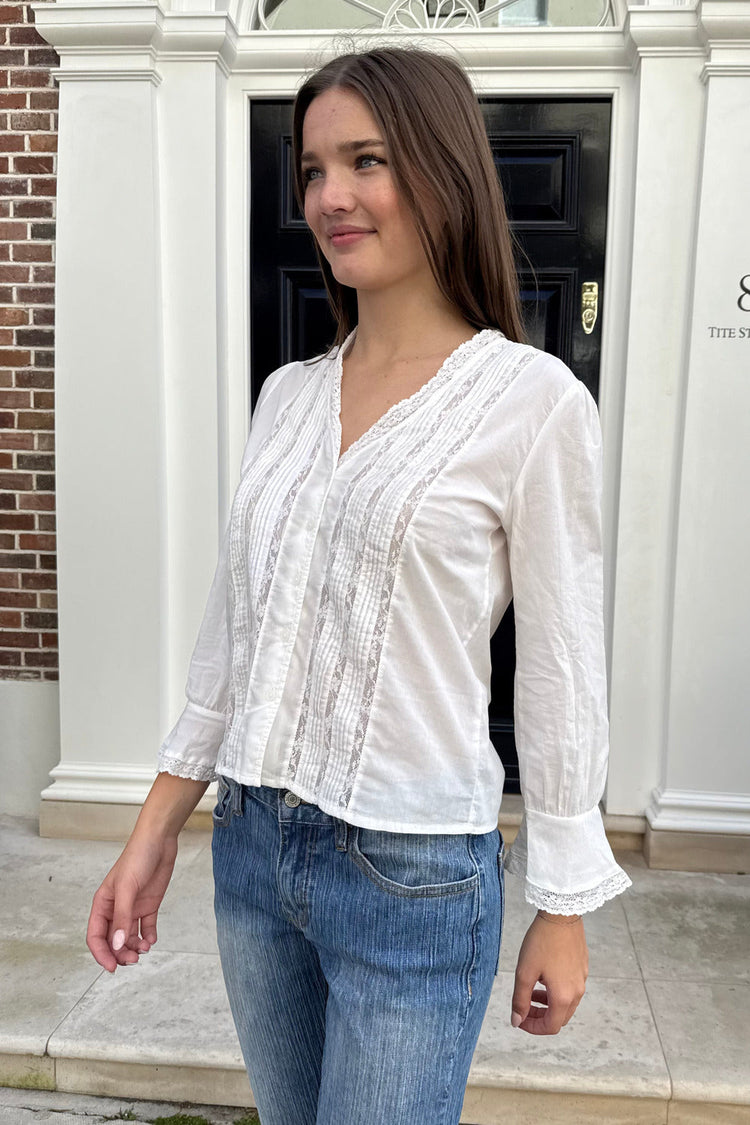 Carrie Broderie Top | White / XS/S