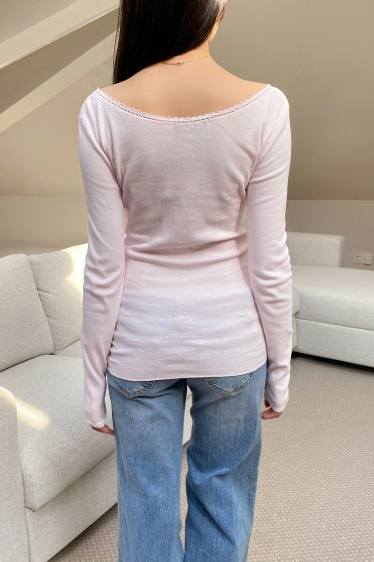 Tania V-Neck Lace Top | Pink / XS/S