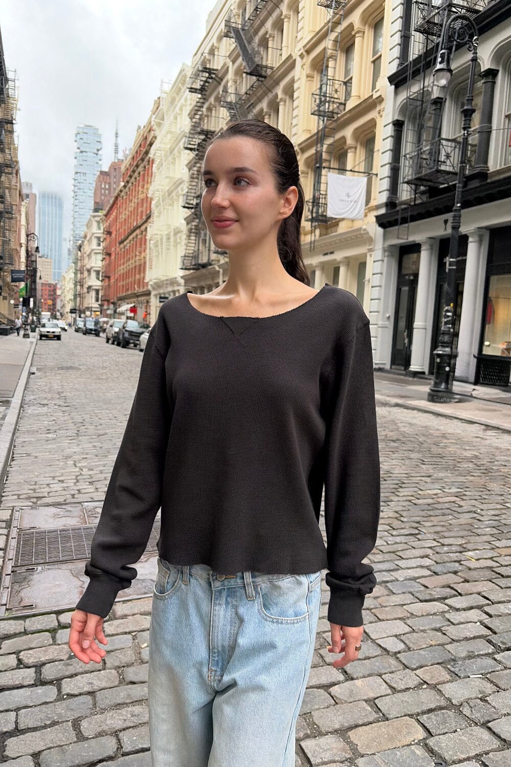 Estelle Thermal Top | Faded Black / S