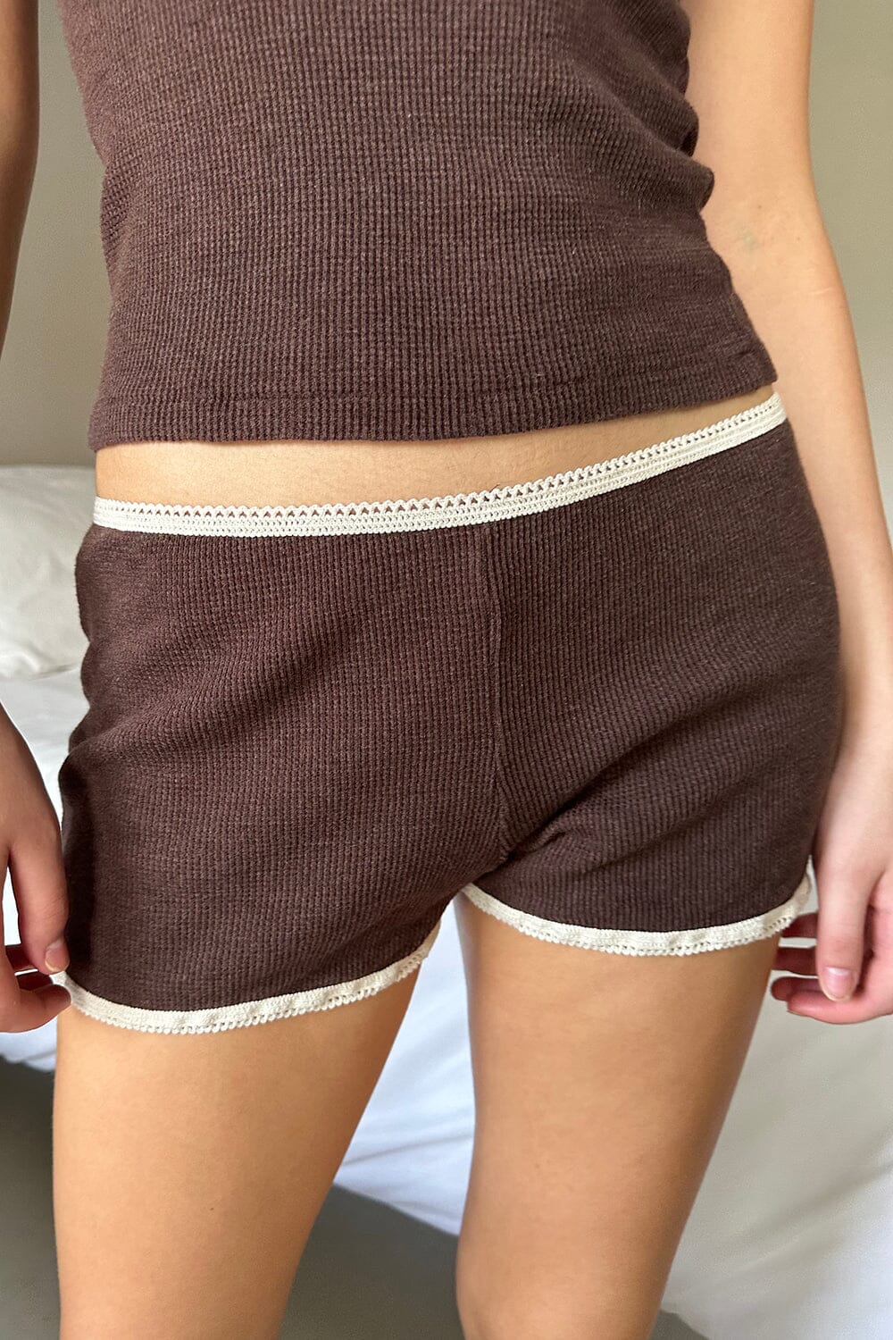 Emery Thermal Lace Shorts | Brown / XS/S