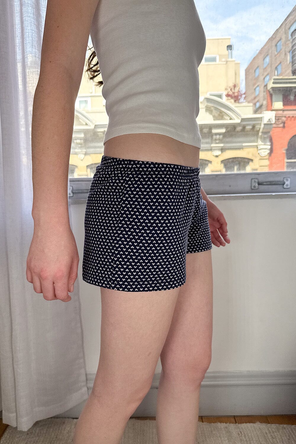 Navy Blue with White Hearts / XS/S