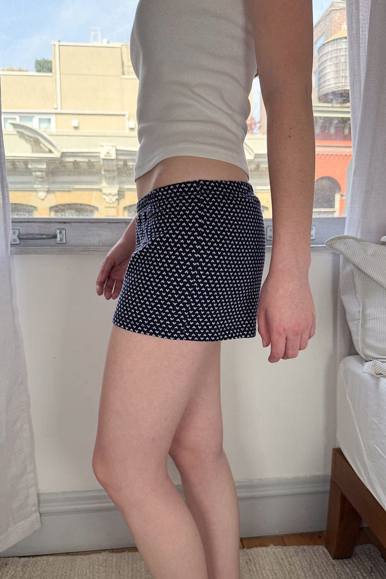 Emery Hearts Shorts | Navy Blue with White Hearts / XS/S