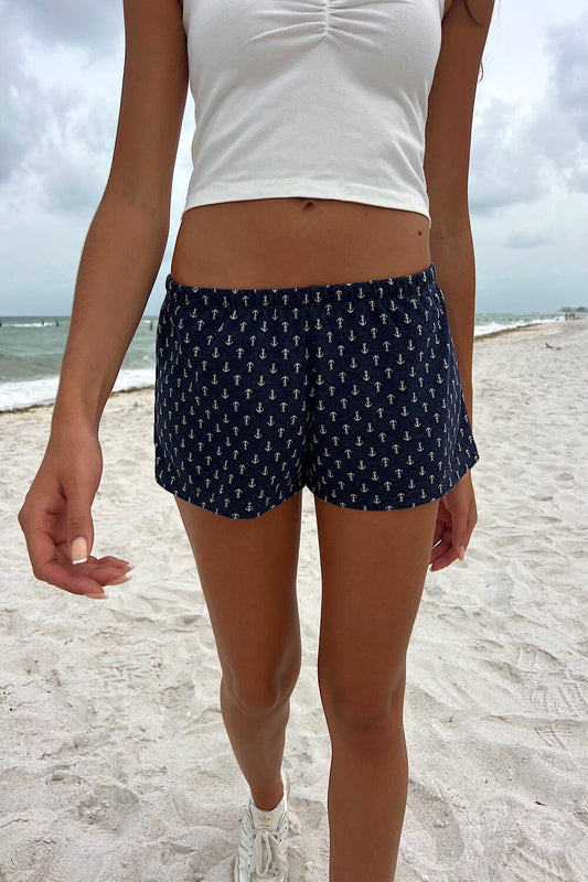 Navy Blue With White Anchor / XS/S
