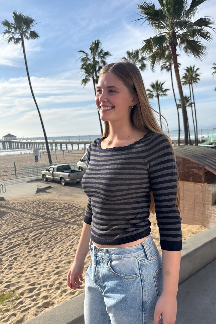 Stella Stripes Sweater | Navy With Grey Stripes / XS/S