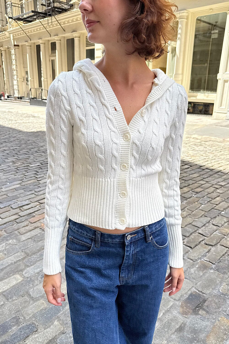 Aura Cable Knit Cardigan | Natural White / Regular Fit