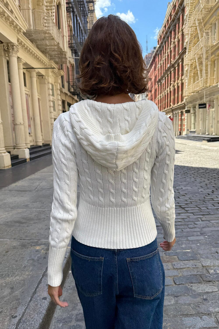 Aura Cable Knit Cardigan | Natural White / Regular Fit