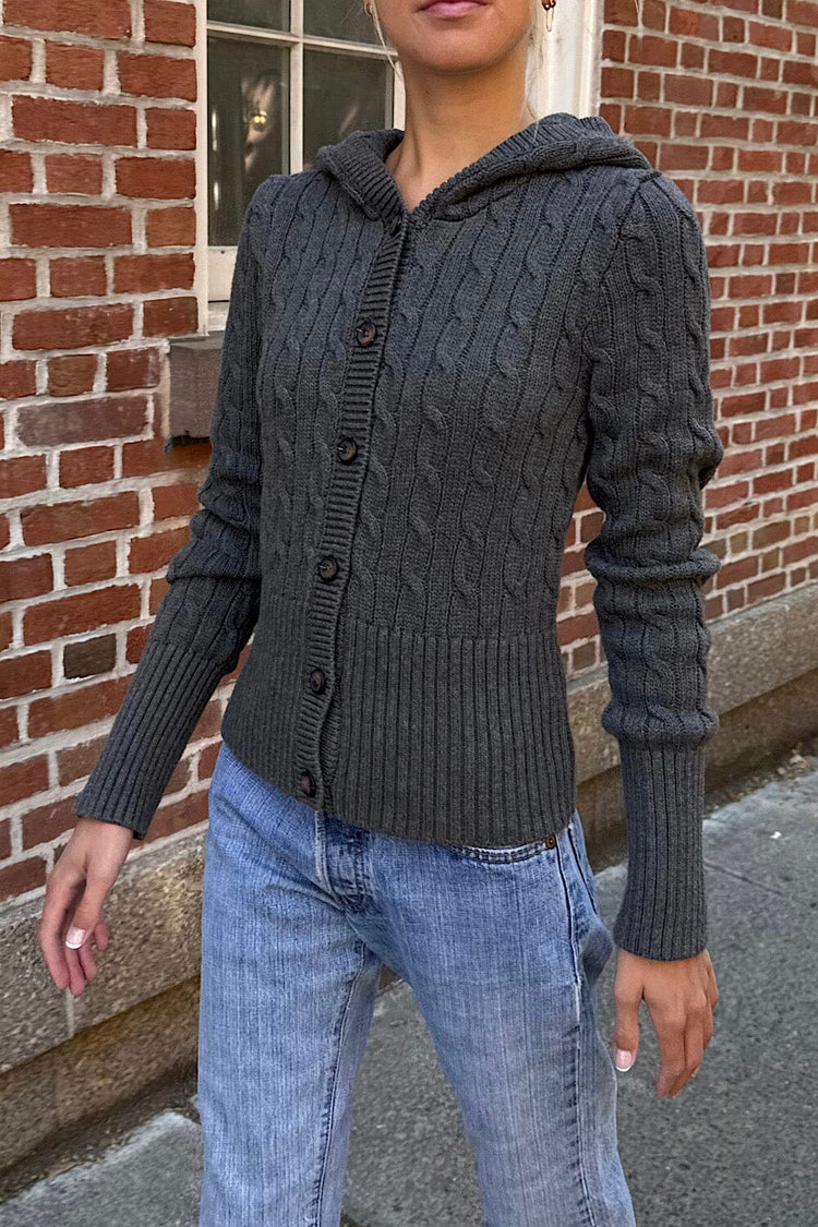 Aura Cable Knit Cardigan | Dark Heather Grey / Regular Fit