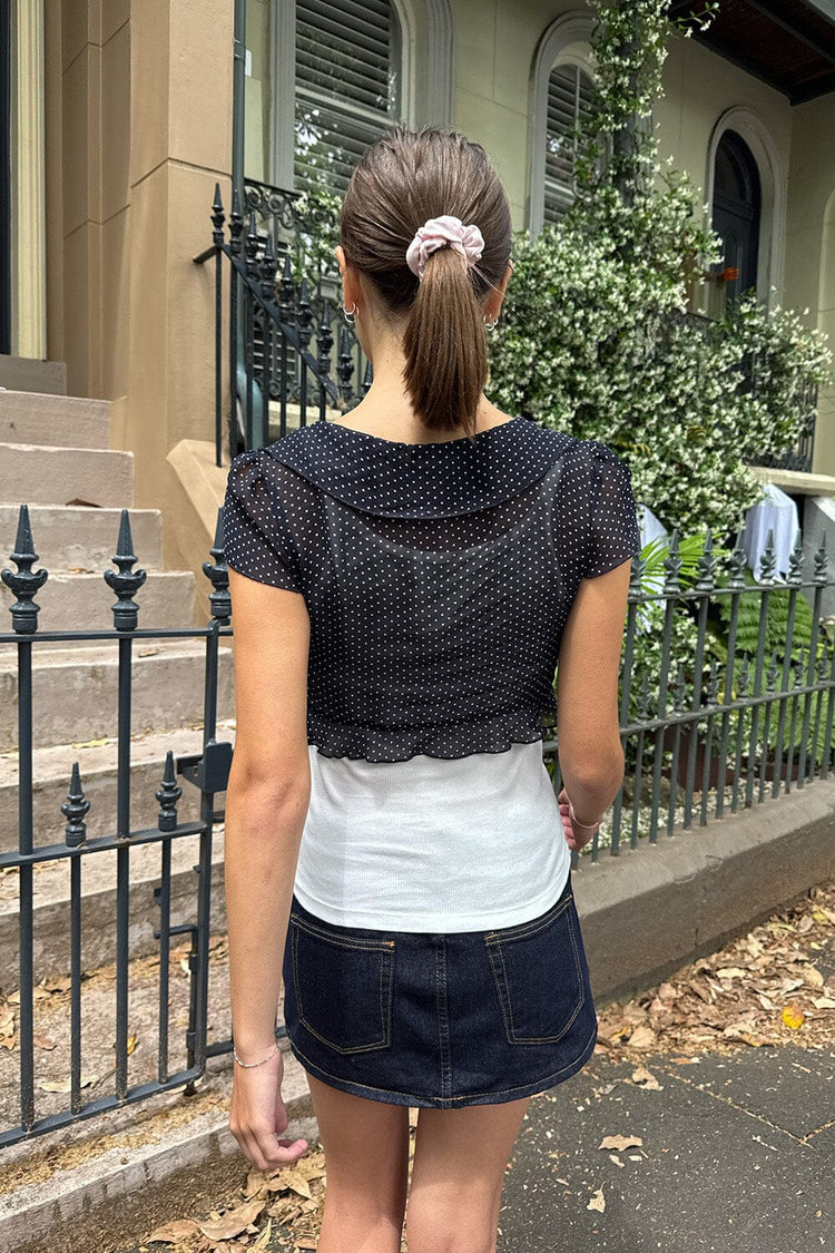 Sherry Polka Dots Top | Black with White Polka Dots / XS/S