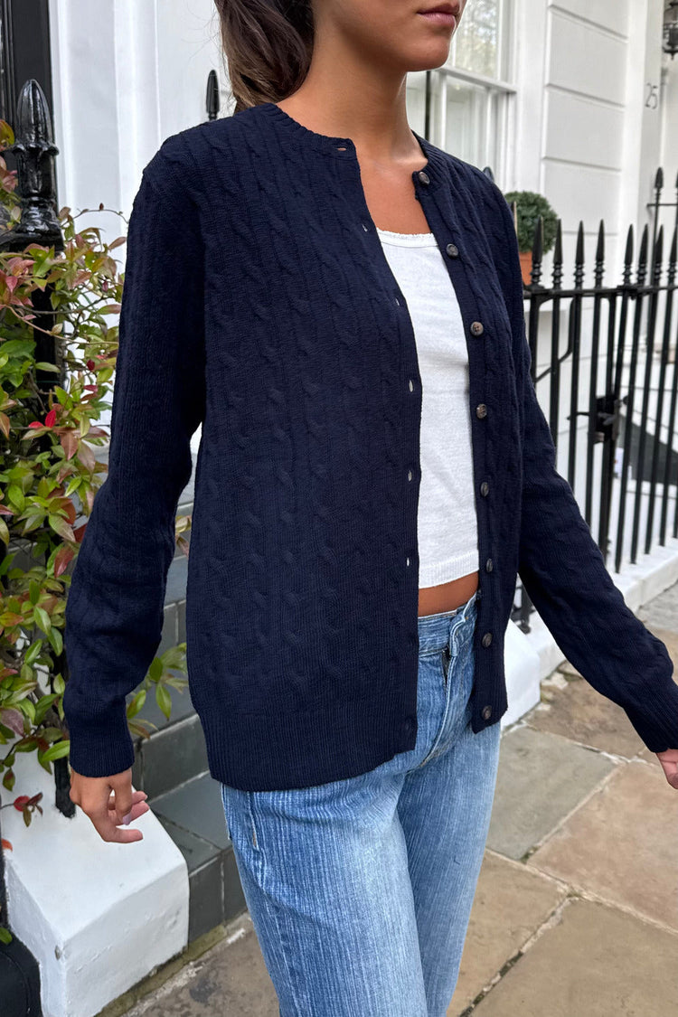 Amalie Wool Cardigan | Navy Blue / Regular Fit