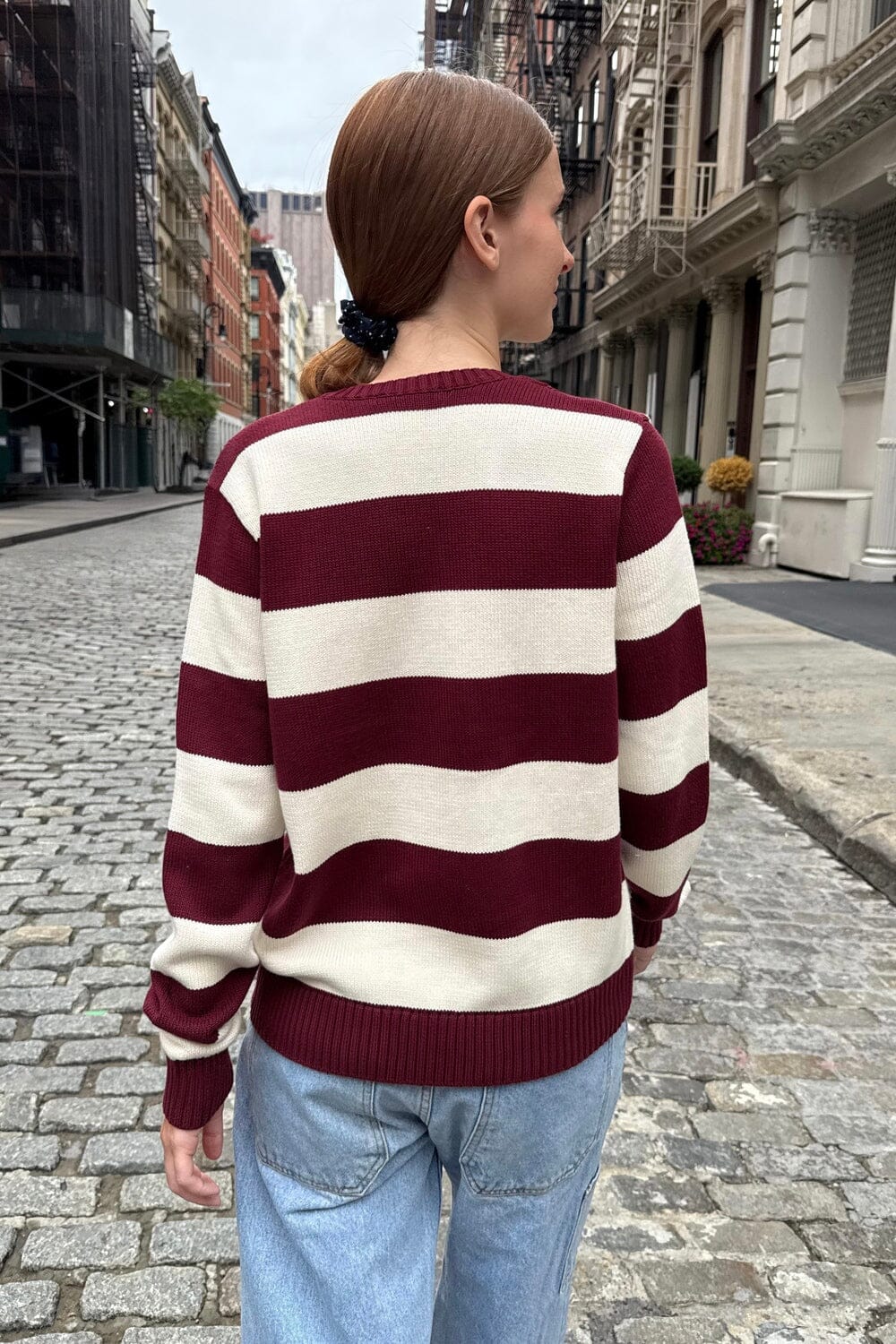 Burgundy Ivory Thick Stripes / Regular Fit