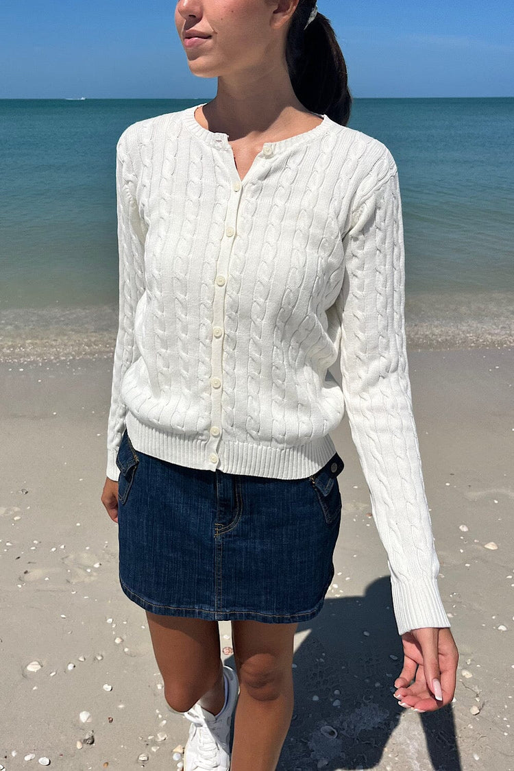Amalie Cable Knit Cardigan | White / S/M